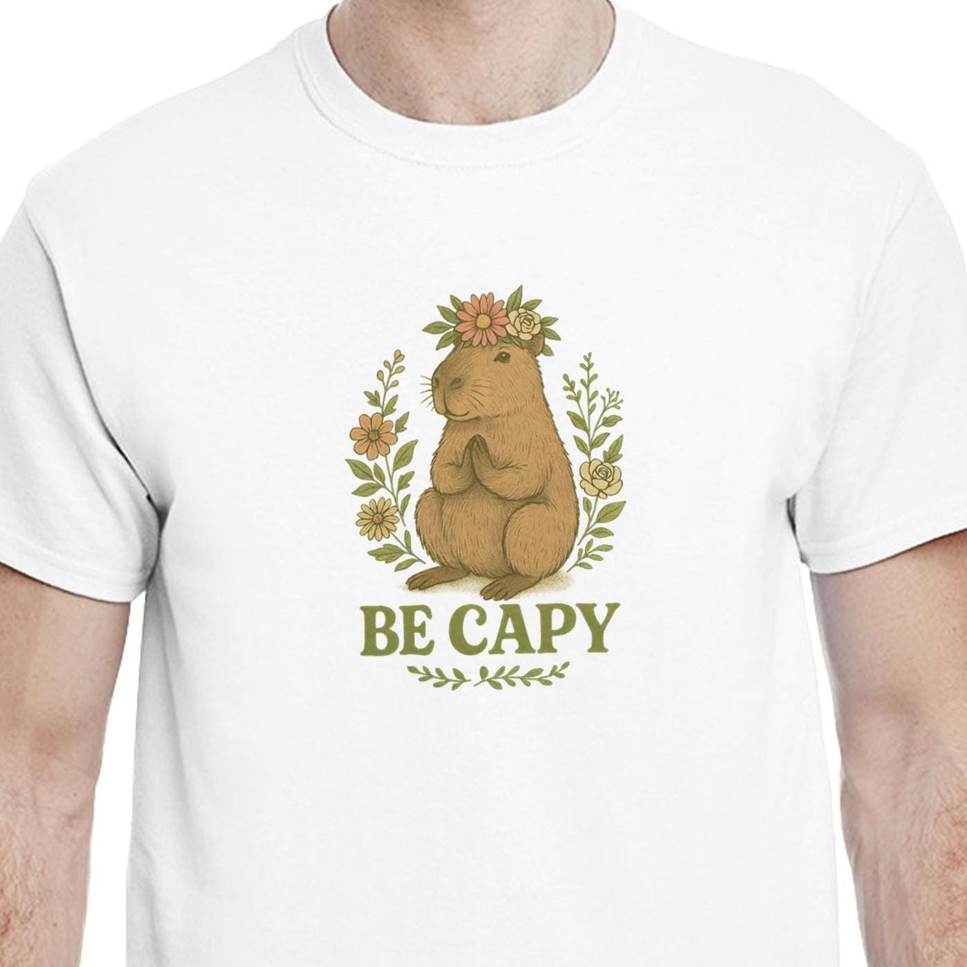 Camiseta Be Capy Capybara – Camiseta com estampa de animal fofo – Camisa de algodão unissex – Presente divertido com vibrações positivas