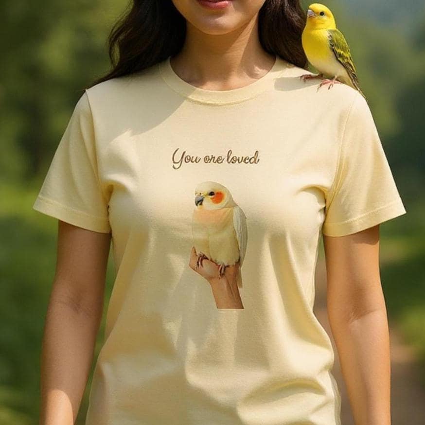 Unisex Heavyweight T-Shirt – Canary Bird Design – "You Are Loved" –  Cotton Tee