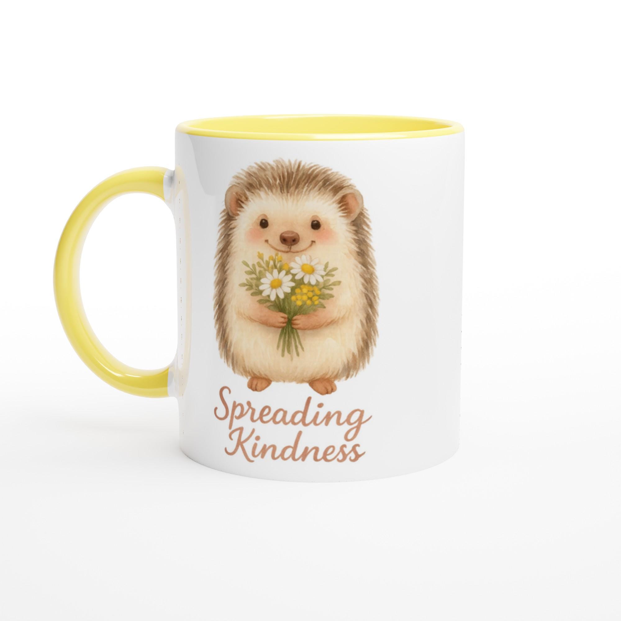 Spreading Kindness Hedgehog Mug | Cute Animal Coffee Cup | Floral Tea Mug | Positive Gift Idea