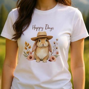 Hoppy Day Bunny T-Shirt | Cute Rabbit Graphic Tee | Animal Lover Gift Shirt | Easter Spring Bunny Top