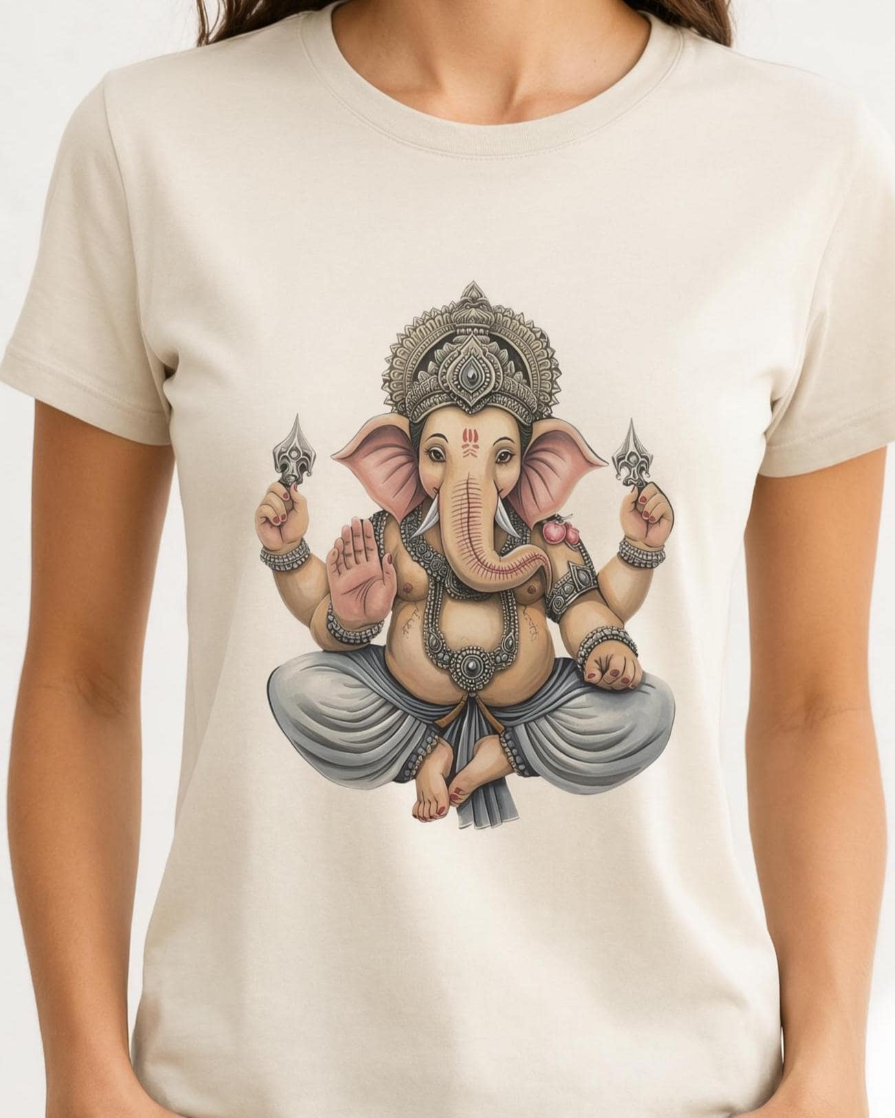 Lord Ganesha T-Shirt | Hindu Deity Graphic Tee | Spiritual Elephant God Shirt | Unisex Heavyweight Yoga Top, Meditation Religious Gift