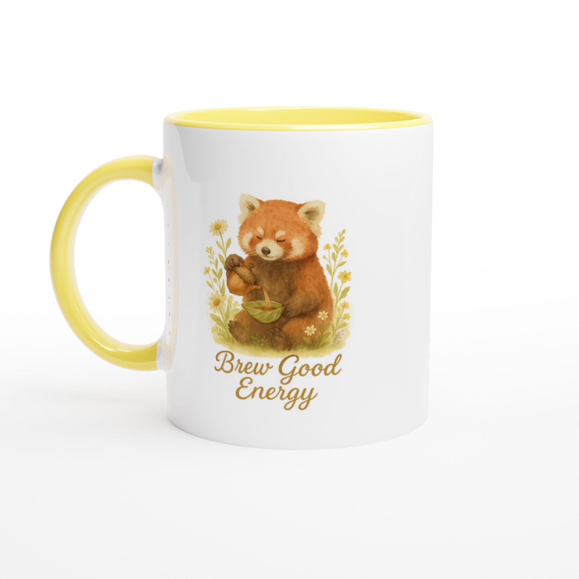 Red Panda Mug – Brew Good Energy Coffee Cup – Cute Animal Tea Cup – Color Inside Ceramic Gift