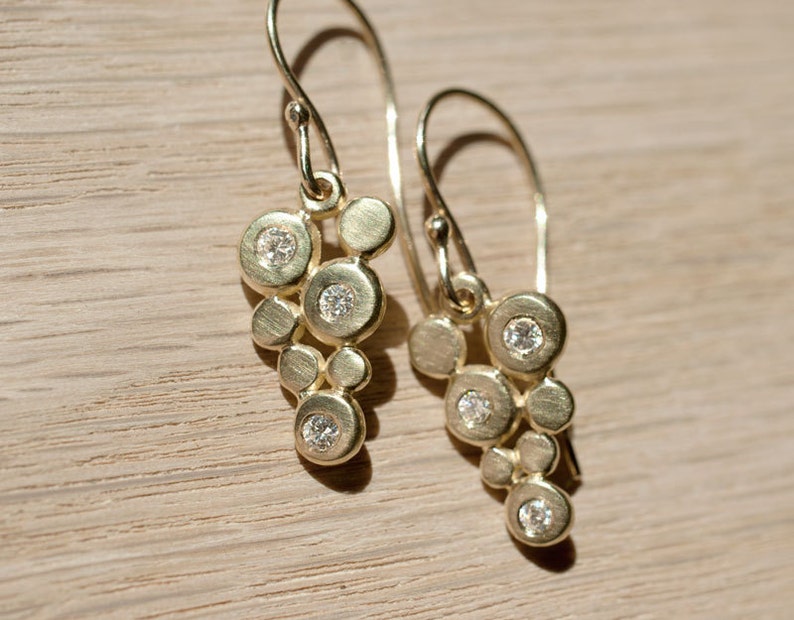 14K Gold Earrings With Recycled Diamonds Etsy