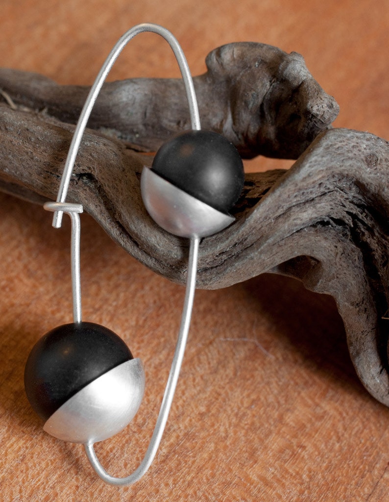 Onyx Bead and Sterling Silver Earrings Etsy