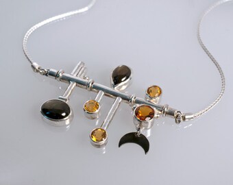 Black star sapphire and citrine necklace