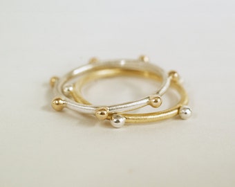 14k gold and sterling silver stacking rings