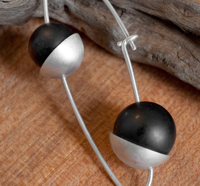 Onyx Bead and Sterling Silver Earrings Etsy