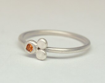 Orange sapphire and sterling silver little stacking ring