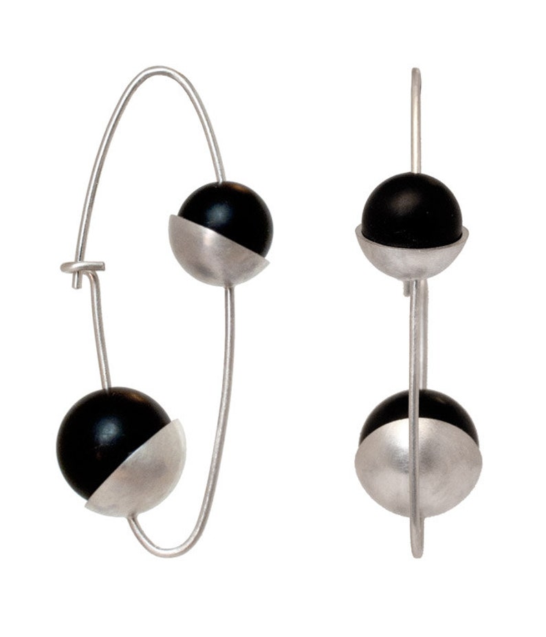 Onyx Bead and Sterling Silver Earrings Etsy