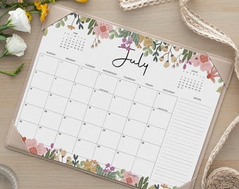 Vintage Scent Desk Calendar 2026-2027 with Desktop Mat, Cabbrix 15"x12" Floral Desk Pad Calendar Jan 2026 – June 2027 for Home Office School