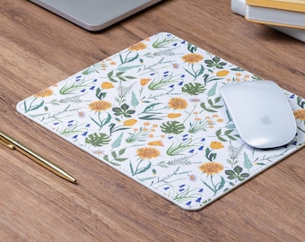 Cabbrix Mouse Pad with Floral Design, Computer Mouse Pad 9.5 x 8 Inches, Waterproof Non-Slip Rubber Base Mouse Mat for Wireless Mouse