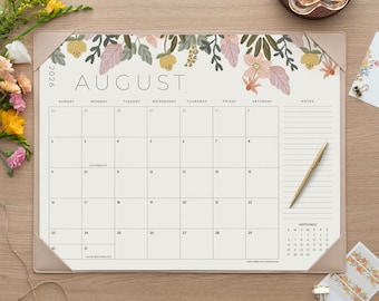 Vintage Scent Desk Calendar 2026-2027 with Desktop Mat, Cabbrix 22"x17" Large Desk Pad Calendar Jan 2026–June 2027 for Home Office School