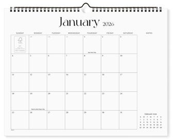 Simplified Wall Calendar 2026-2027, Cabbrix 18-Month Hanging Calendar Jan 2026–June 2027, 14.2"x11.2" Monthly Planner for Home Office School