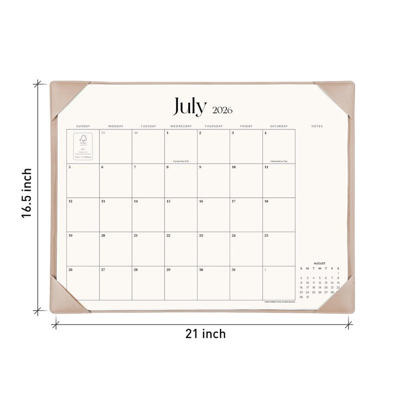 Simplified Desk Calendar 2026-2027 with Desktop Mat, Cabbrix 21"x16.5" Large Desk Pad Calendar July 2026–Dec 2027 for Home Office School image 3