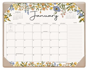 Summer Trace Desk Calendar 2026-2027 with Desktop Mat, Cabbrix 15"x12" Desk Pad Calendar Jan 2026–June 2027 for Home Office School