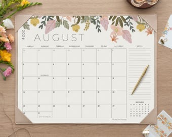 Vintage Scent Desk Calendar 2026-2027 with Desktop Mat, Cabbrix 22"x17" Large Desk Pad Calendar July 2026–Dec 2027 for Home Office School