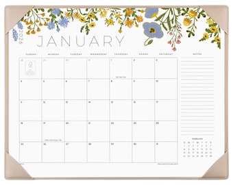 Summer Trace Desk Calendar 2026-2027 with Desktop Mat, Cabbrix 22 x 17 Inch Cover 12 Months Runs From Jan 2026–June 2027
