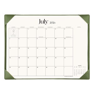Simplified Desk Calendar 2026-2027 with Desktop Mat, Cabbrix 21"x16.5" Large Desk Pad Calendar July 2026–Dec 2027 for Home Office School Mint Green