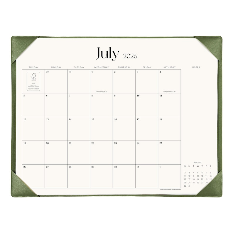 Simplified Desk Calendar 2026-2027 with Desktop Mat, Cabbrix 21"x16.5" Large Desk Pad Calendar July 2026–Dec 2027 for Home Office School Mint Green