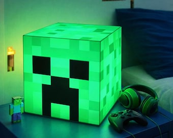 Pixel Creeper LED Lamp | Gaming Night Light | Boys Bedroom Decor | Gamer Room Lamp | 3D Printed PLA+ Cube Light