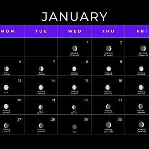 2025 Moon Phase Calendar Digital Download, Printable Lunar Cycle, Astrology Wall Decor PDF