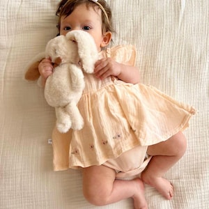 Muslin Baby Girl Dress - Ruffle Toddler Outfit - Handmade Birthday Dress - Organic Cotton Summer Clothing - Boho Infant Dress