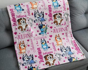 Custom Blanket, Personalized Name Plush Throw, Cozy Cartoon Style Gift for Boys Girl