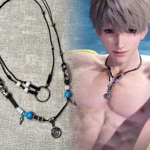 Love and Deepspace Necklace: Blue Turquoise, Lapis Lazuli, Titanium Steel