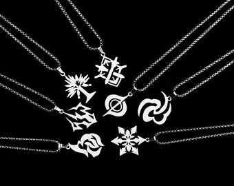Honkai Star Rail Element Symbol Necklace Set | 7 Elements Stainless Steel Pendants | HSR Gamer Gift