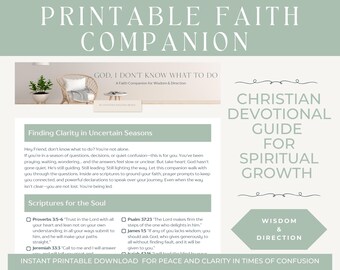 Printable Christian Devotional for Direction | Faith Companion for Spiritual Growth | Anxiety Relief | Bible Study | Christian Gift