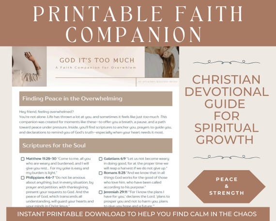 Printable Christian Devotional for Overwhelm | Faith Companion for Spiritual Growth | Positive Thinking | Overwhelmed Moms | Wellness Gift