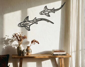 Reef Shark Metal Wall Art, Curved Shark Wall Decor, Ocean Wall Art, Coastal Wall Decor, Beach House Decor, Nautical Decor, Marine Wall Art