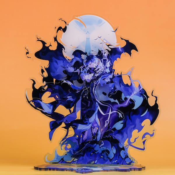 Genshin Impact Flins 22cm Multi-Layer Acrylic Standee - Moonlit Hydro Scene Fandom Decor