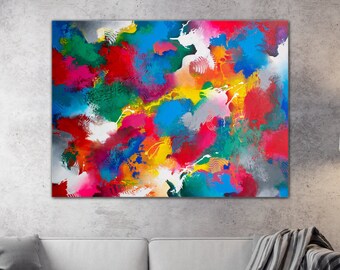 Large Custom Abstract Painting, Colourful Textured Acrylic Art (40x30 inch)