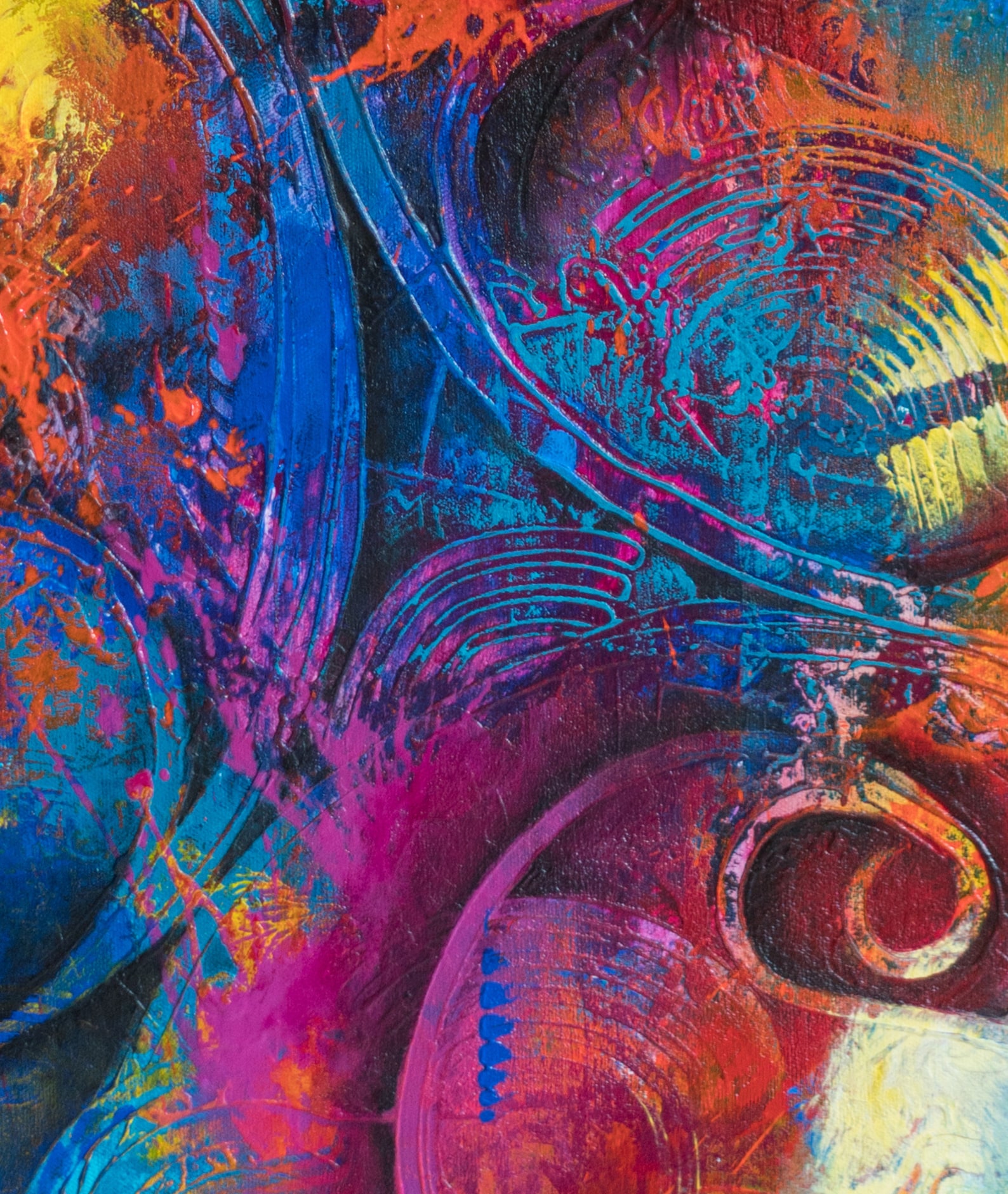 Large Original Hand Painted, Abstract Floral Art, Colourful Wall Art