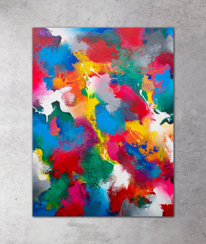 Large Original Custom Painting, Abstract Art, Colourful Wall Art, 40