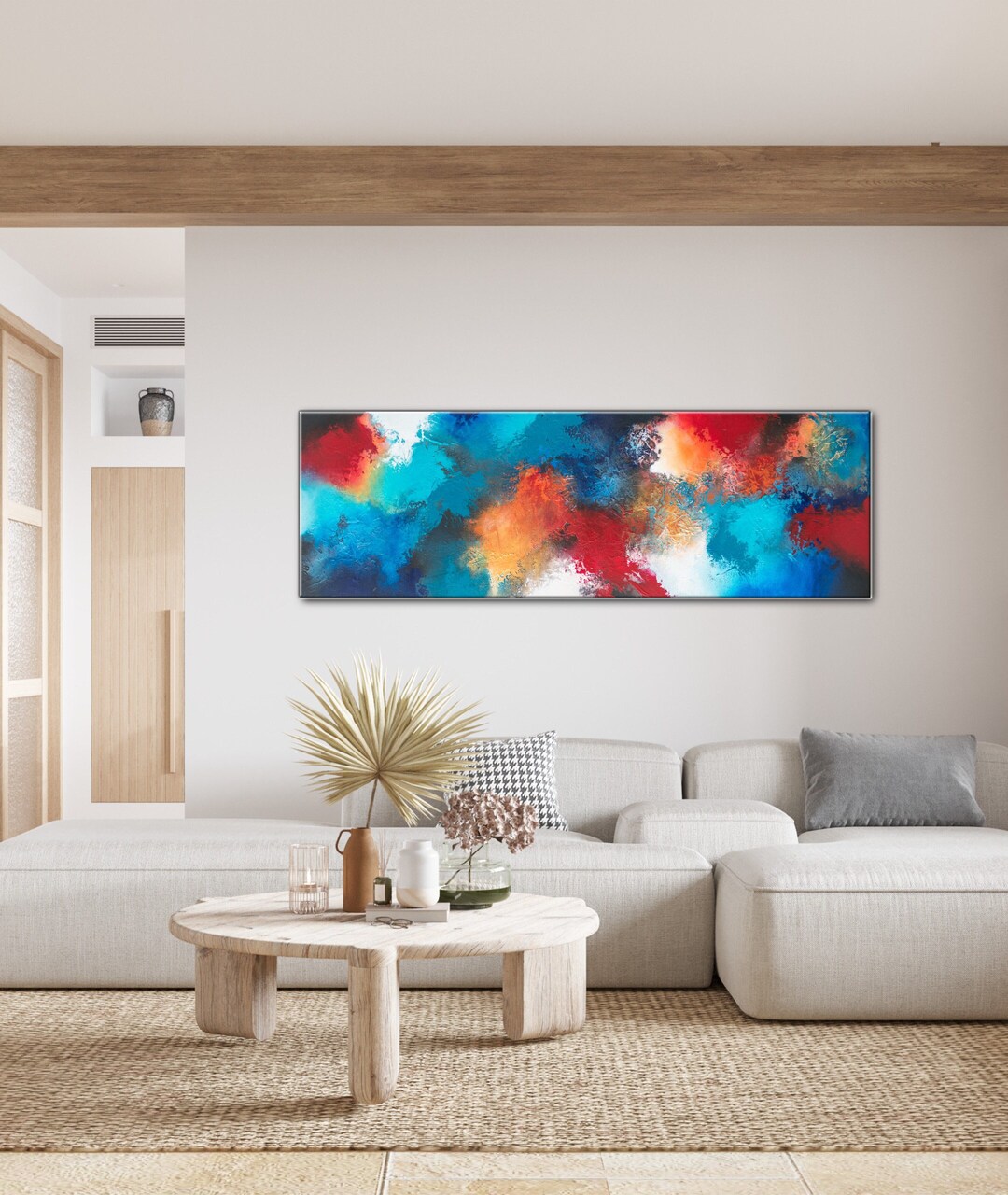 Abstrakte Handgemalte Leinwand – Moderne Wandkunst Mit Struktur, 100 X 50 Cm