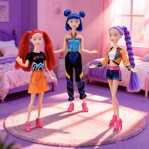 Demon Hunters Anime Figures, 3D Anime-Inspired Action Figures, K-Pop Style, Articulated Collectible Dolls for Kids & Fans, Inspired by Manga