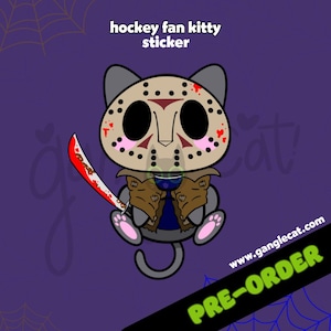 Hockey Fan Kitty Sticker: Jason Voorhees Inspired Vinyl Decal