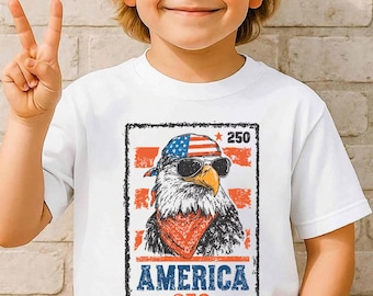 Patriotic Eagle America 250 Shirt, Kids 1776-2026 USA Flag Graphic Tee, 4th Of July Independence Day Shirt, America Celebration Shirt