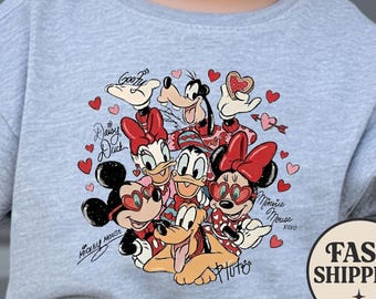 Disney Valentines Shirt, Mickey And Friends Tee, Heart Glasses Shirt, Retro Disney Valentine Tee, Matching Disney Shirt, Love Season Tee