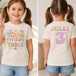 Personlig skjorta med motiv från Young Wild och Three Family, blommig t-shirt med grafisk design, söt matchande tröja för barn, matchande tröja för regnbågsfestgåva