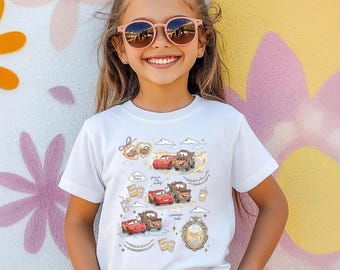 Lightning McQueen Mater Kids Shirt, Whimsical Character Graphic Tee, Summer Besties Apparel, Radiator Springs Gift, Retro Racing Shirt
