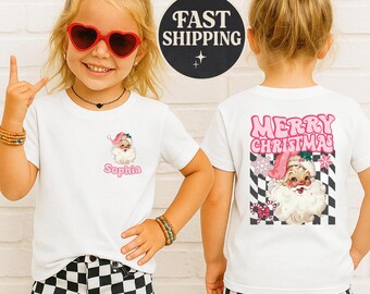 Pink Santa Merry Christmas Shirt, Cute Holiday Santa Tee, Winter Season Shirt, Christmas Season Tee, Vintage Holiday Shirt, Christmas Shirt