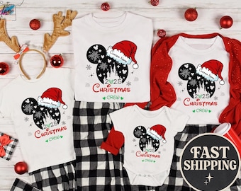 Camiseta navideña personalizada, camiseta de viaje familiar navideño, camiseta infantil de castillo mágico, camiseta familiar navideña con nombre personalizado, camiseta de viaje familiar