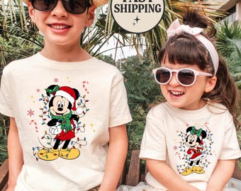 Mickey And Minnie Matching Christmas Shirt, Kids Disney Christmas Shirt, Christmas Siblings Shirt, Cute Christmas Toddler Shirt Gift