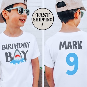 Personalized Birthday Boy Shark Shirt, Toddler Birthday Gift Shirt, Shark Lover Birthday Tee, Aquatic Birthday Tee, Boys Shark Birthday Tee