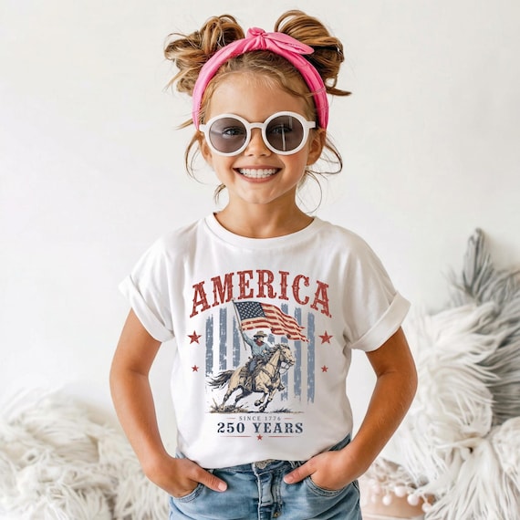 Patriotic Raccoon America 250 Shirt, Kids 1776-2026 Flag Horse Graphic Tee, USA Independence 4th Of July Shirt, Celebration Shirt