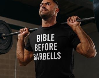 T-shirt Bible Before Barbells – Christian Workout Gym-T-shirt