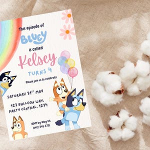 Blue Dog Birthday Invitation | Editable Party Template | Instant Download